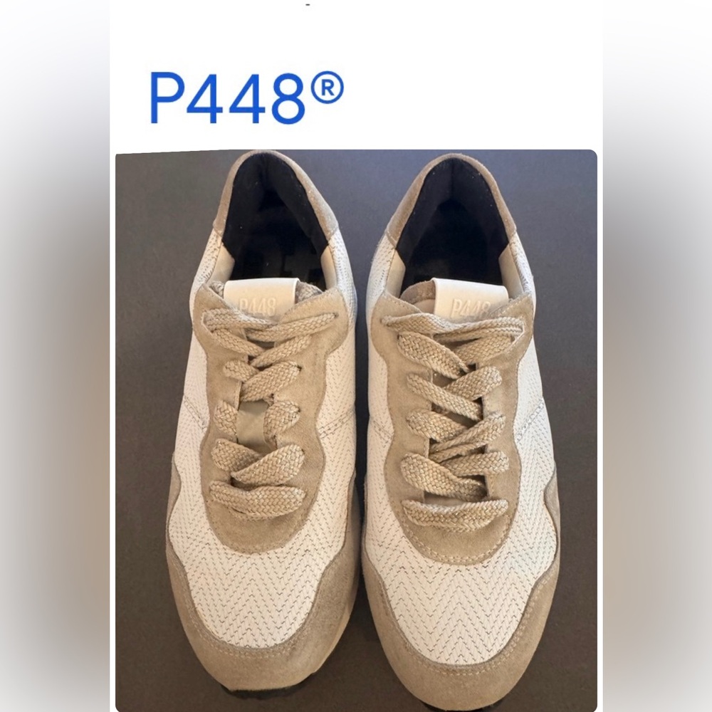 P448 Women’s Cancun Raffia Low Top Sneaker Ivory & Beige, Metallic Size 39/8.5